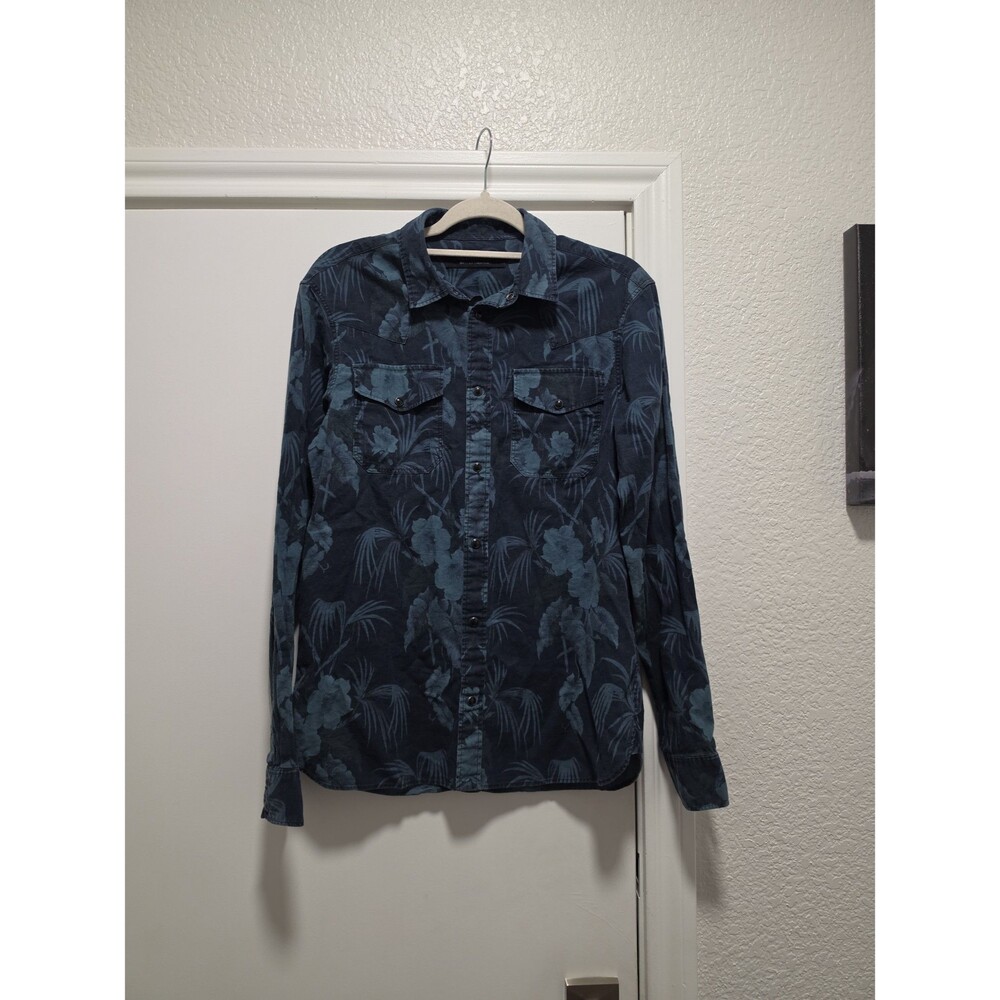 Allsaints Hawaii Blue Floral Print Shirt Mens Size S